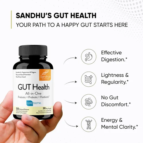 Miniatura 9 de Sandhu's Salud intestinal - Prebióticos, probióticos, postbióticos y L-glutamina Salud digestiva, colon, suplementos probióticos totales 120