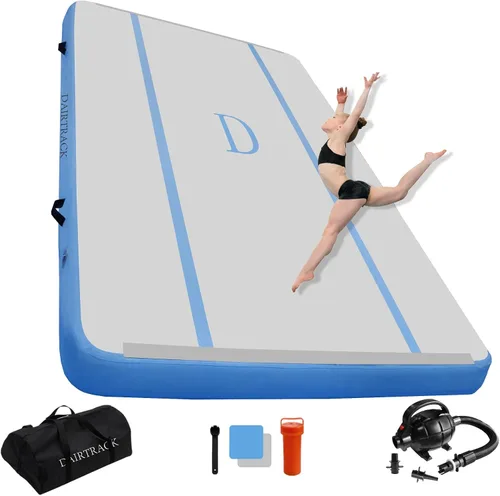 Miniatura 9 de DAIRTRACK Colchoneta inflable de gimnasia de 10/13/16/20 pies para uso doméstico/gimnasio/entrenamiento/animadora/yoga/agua