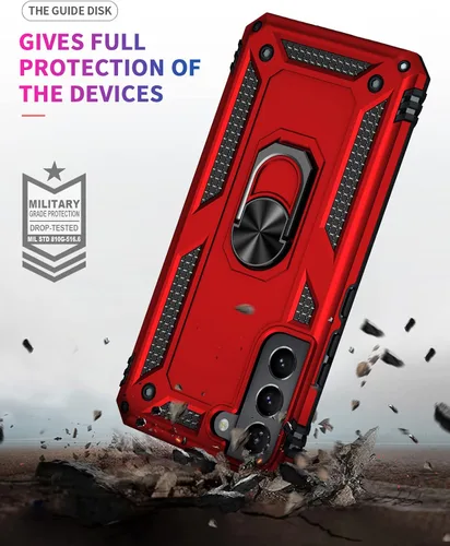 Miniatura 4 de Funda para Samsung Galaxy S22, Galaxy S22, con protector de pantalla, [grado militar] de 16 pies, con soporte magnético, funda protectora para Rojo