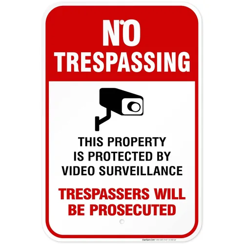 Miniatura 19 de Señal de videovigilancia No Trespassing, cámara de seguridad CCTV, 24 x 30 pulgadas, 3M EGP reflectante aluminio .080, resistente a la decoloración