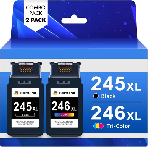 TOKYOINK Cartucho de tinta de repuesto 245XL 246XL para Canon Ink 245 y 246 PG-245 CL-246 Pack de combo de color negro compatible para impresoras