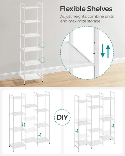 Miniatura 6 de SONGMICS Estante de almacenamiento de 4 niveles, estante de baño, soporte extensible para plantas con estante ajustable, para baño, sala de estar