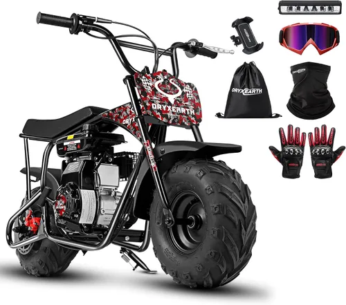 Miniatura 17 de Oryxearth Mini bicicleta de tierra todoterreno de 105cc de 4 tiempos, 28mph, a gasolina con transmisión automática y arranque de tirón para adultos