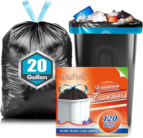 Miniatura 13 de 120 bolsas de basura pequeñas con cordón de 2.6 galones, bolsas de plástico pequeñas y fuertes para botes de basura de 7.5 a 10 litros