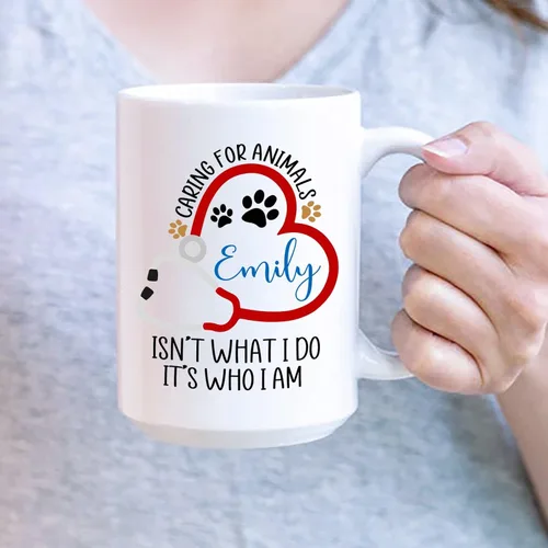 Miniatura 3 de Taza veterinaria personalizada, taza veterinaria de cuidado de animales, regalos para veterinarios, taza con nombre personalizado de veterinario