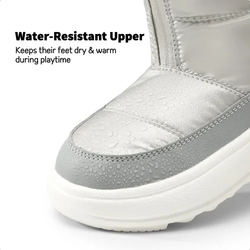 Miniatura 3 de DREAM PAIRS Botas plegables de nieve para niñas, ligeras, a media pantorrilla, zapatos de invierno para niños pequeños y grandes