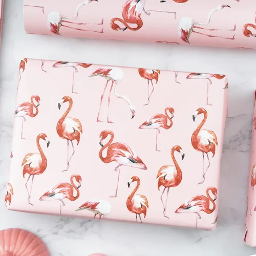 Miniatura 5 de WRAPAHOLIC Papel de Regalo Reversible de Flamenco - Mini Rollo - 17 Pulgadas X 33 Pies - Papel de Regalo de Cumpleaños de Flamenco Rosa Diseño Rosa