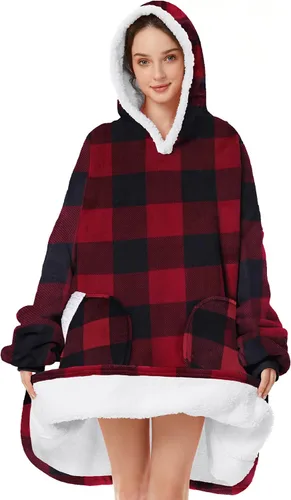Miniatura 8 de Zando Manta con Capucha Ponible Manta para Niños y Adultos Manta Cómoda con Capucha Sudadera de Gran Tamaño Sherpa Forro Polar