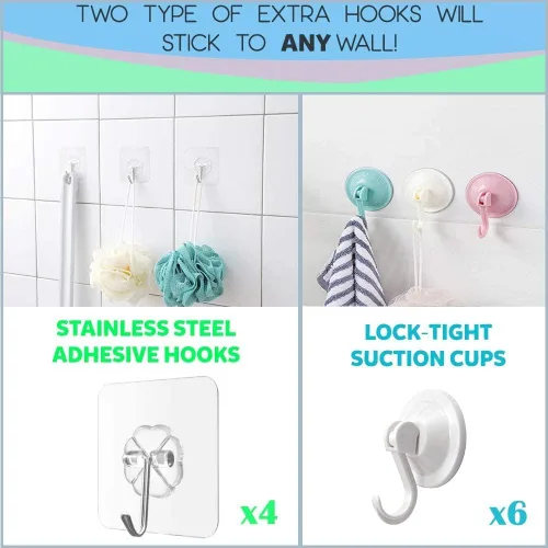 Miniatura 5 de 2 organizadores de juguetes de baño de malla + 6 ganchos ultra fuertes, el soporte perfecto para juguetes de bañera y organizador de baño o ducha