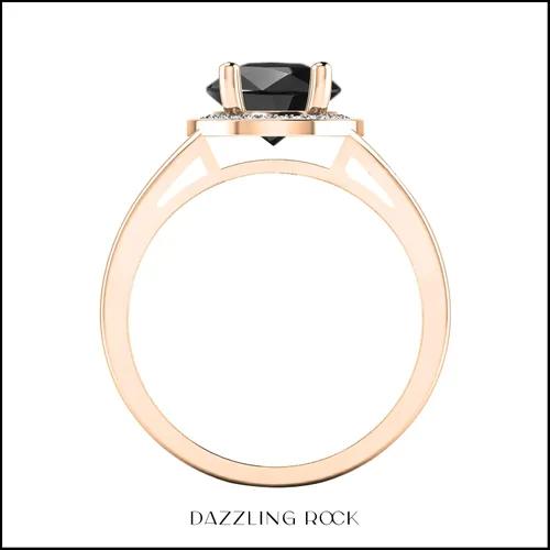Miniatura 182 de Dazzlingrock Collection Anillo de compromiso redondo de 0.276 in con halo de diamante blanco y vástago dividido para ella en oro macizo de 14