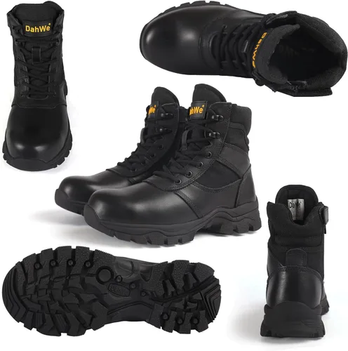 Miniatura 9 de DahWe Men's Tactical Boots with Steel Toe Side Zipper 6 inch Lightweight Comfortable for Military Combat Hiking Logger Riding Motorcycle Law