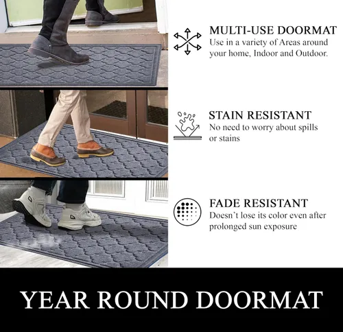 Miniatura 3 de A1HC - Tapete de puerta multiusos duradero, para interiores y exteriores, fácil de limpiar, impermeable, para todo tipo de clima, patio, garaje