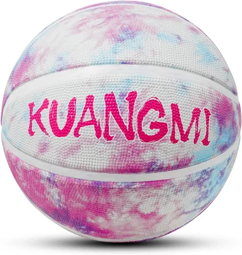 Miniatura 2 de Pelota de baloncesto de goma Kuangmi, tamaño 5 (27.5"), tamaño 4 (25.5"), hecha para juegos deportivos al aire libre y en interiores, parque, playa