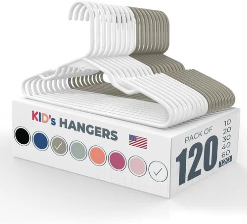 Miniatura 29 de Perchas de plástico para niños de 12 pulgadas, paquete de 10 unidades, fabricadas en los Estados Unidos, capacidad de 5 libras, perchas para ropa
