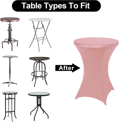 Miniatura 6 de FestiCorp Cubierta de Mesa de Spandex, Manteles Ajustados para Cóctel, Cubiertas de Mesa Redondas Elásticas Highboy para Fiesta, DJ, Bar, Boda, Rosa