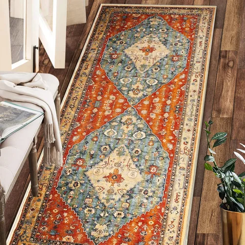 Miniatura 28 de COMSLE Alfombra bohemia de 2 x 3 pies, lavable a máquina, para entrada, lana sintética, alfombra pequeña, envejecida, antideslizante