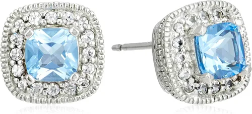 Miniatura 16 de Amazon Essentials Aretes de plata de ley con piedra natal de corte cojín y zafiro blanco creado (anteriormente colección Amazon)