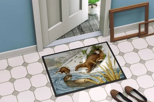 Miniatura 4 de Caroline's Treasures ASA2186JMAT Playtime Otters - Tapete para puerta delantera, 24 x 36 pulgadas, para interiores y exteriores, para entrada