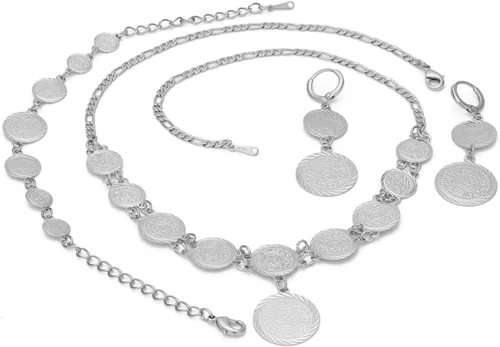 Miniatura 2 de Marca 18K chapado en oro de la joyería del grano conjunto de las mujeres pulsera pendiente collar conjunto boda joyería señoras cadena joyería