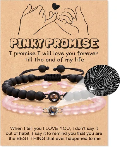 Tarsus Regalos para parejas, pulseras con texto en inglés "I Love You" en 100 idiomas para novio, novia, él, ella, BF GF