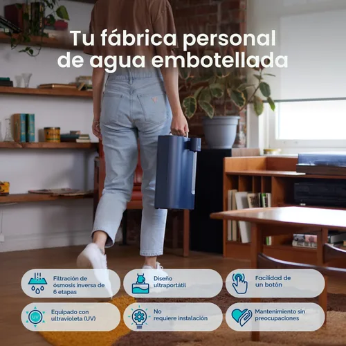 Miniatura 2 de Bluevua RO100ROPOT-Filtro de agua para encimera con sistema de ósmosis inversa de viaje, filtración compacta de 6 etapas con UV, incluye botella
