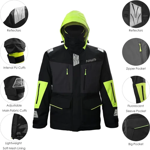 Miniatura 4 de NAVIS MARINE Conjunto combinado de chaqueta de vela y pantalones con babero - Ocean PRO - Traje impermeable para pesca con pesca y pesca de pesca