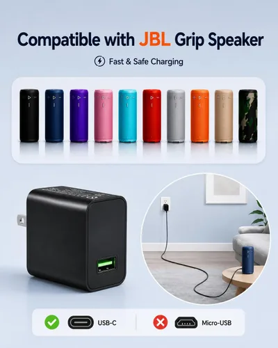 Miniatura 2 de Superer Cable de carga rápida compatible con JBL Grip – Cargador de altavoz Bluetooth, USB C inalámbrico Bluetooth cargador cable de repuesto