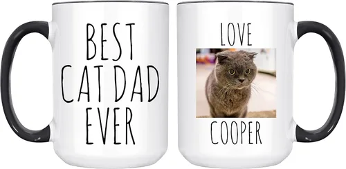 Taza personalizada con el mejor papá del gato, taza de fotos para los amantes de los gatos, taza personalizada para dueños de mascotas, regalo del