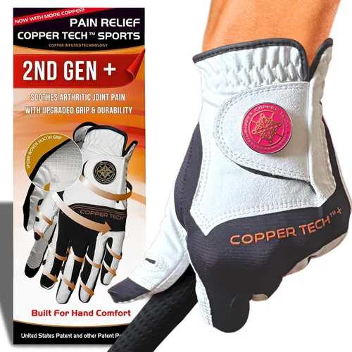 Miniatura 26 de Copper Tech Plus Ladies Golf Gloves Women (2nd Gen) Copper Compression Joint Support with Flexible & Comfortable Fit Tacky Silicone Pad