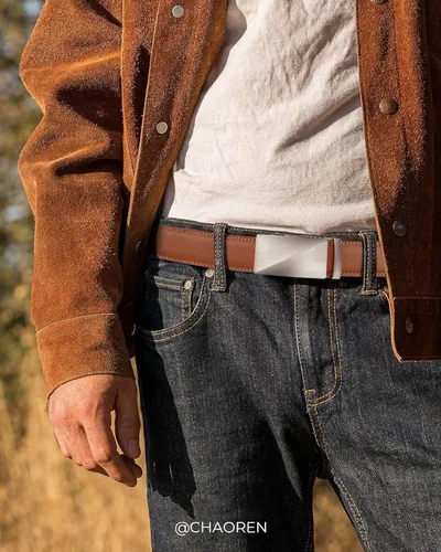 Miniatura 3 de CHAOREN Cinturón de trinquete de cuero para hombre, ajuste personalizable, estilo sin esfuerzo (1.378 in)