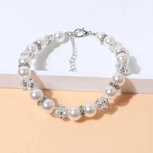 Miniatura 4 de Collar de diamantes de perlas para mascotas, collar ajustable para gatos y perros