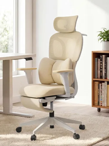 Miniatura 10 de CabLady S1 Petite Silla ergonómica de escritorio para el hogar con reposapiés y reposacabezas, soporte lumbar fijo de respaldo alto con almohada