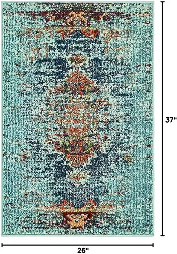 Miniatura 3 de Unique Loom Vita Collection - Alfombra saturada con degradado tradicional sobre teñido, 2 pies 2 pulgadas x 3 pies, turquesa/azul marino