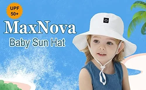 Miniatura 7 de MaxNova Sombrero de sol para bebé, cara sonriente, UPF 50+ para niños y niñas, de 0 a 7 años