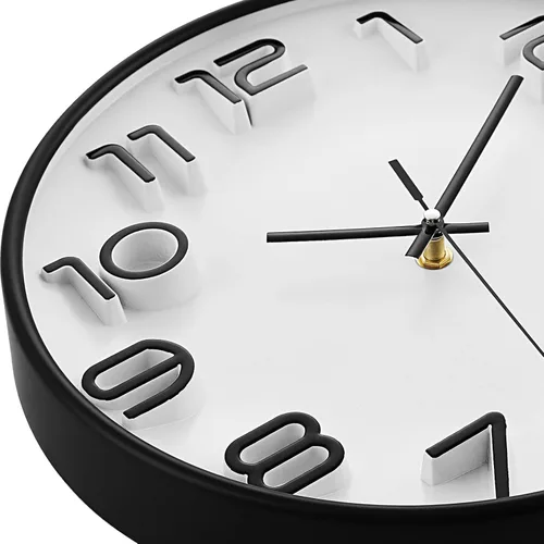 Miniatura 3 de WOOPHEN Reloj de pared silencioso de 12 pulgadas, funciona con pilas, reloj de pared de cuarzo de calidad, moderno, decorativo, para dormitorio