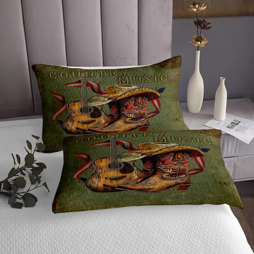 Miniatura 72 de Castle Fairy Cowboy Boots Bedspread Twin Size Bohemia Musical Guitar Coverlet Set Boys Bedroom Present Western Rustic Cowgirl Decor Bedding Set