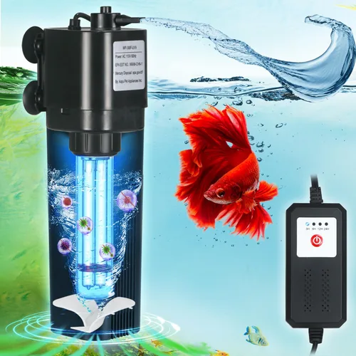 Miniatura 14 de Filtro U-V para acuario de 300 GPH para tanque de peces grande de 80-200 galones, potente bomba sumergible interna, máquina limpiadora de agua