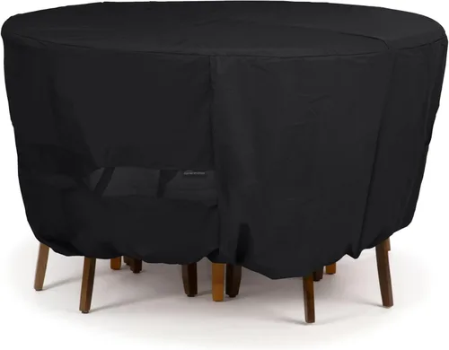 Covermates Juego de funda clásica redonda para mesa de comedor y silla de patio, protección para muebles de exterior para todo tipo de clima, vinilo