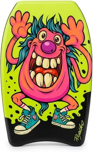 Miniatura 20 de PMU Bodyboard estampado con gráficos, correa de muñeca ligera, parte inferior lisa para playa, mar y piscina, tabla de surf para niños, adolescentes