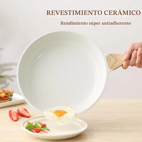 Miniatura 4 de SENSARTE Sartén antiadherente de cerámica con tapa, sartén para saltear de 9.5 pulgadas, sartén para tortilla saludable y sin tóxicos para chefs