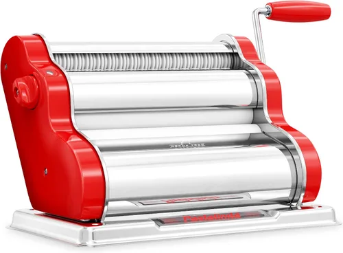 Miniatura 12 de PASTALINDA Máquina para hacer pasta Classic 260, rodillos de 10.2 in de ancho, 9 posiciones de grosor, 2 posiciones de corte, acero inoxidable, Lila