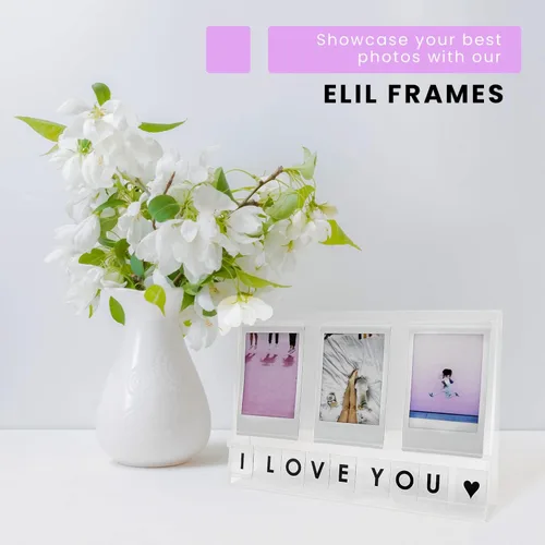 Miniatura 5 de Elil Instax Mini - Marco de fotos con mensaje personalizado, marco de fotos acrílico para escritorio y pantalla de fotos, compatible con Fujifilm