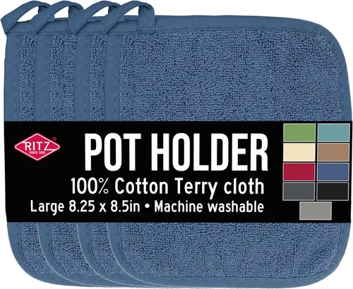 Miniatura 16 de RITZ Agarraderas para ollas y salvamanteles de rizo: Resistente al calor sin igual, duradero 100% algodón – Diseñado ergonómicamente para un agarre