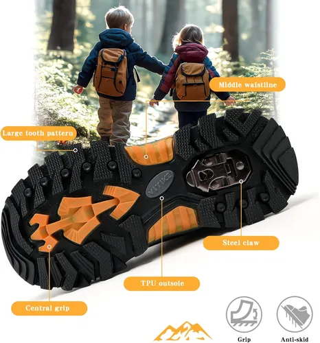 Miniatura 5 de Littleplum Botas de nieve para niños, botas cálidas de invierno, antideslizantes, para senderismo, al aire libre, botas de tobillo para niños
