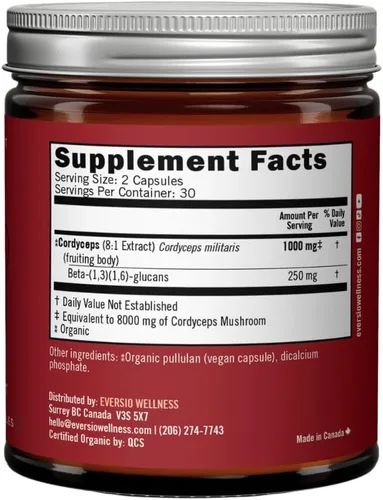 Miniatura 2 de Cápsulas Cordyceps orgánicas – Extracto de Cordyceps Militaris 8:1, 500 mg por cápsula – Suplemento de hongos para energía, resistencia y apoyo al