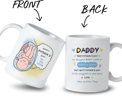 Miniatura 2 de Gossby Baby Bump - Taza de café personalizada para el primer día del padre para el futuro padre, marido de parte de la esposa, mensaje desde