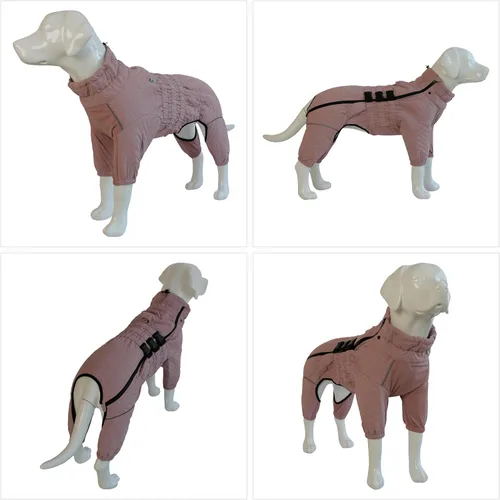 Miniatura 7 de Abrigo cálido para perros de doble capa, chaleco para perros, 4 patas cubiertas, resistente al viento, impermeable, reflectante, gris XS - L