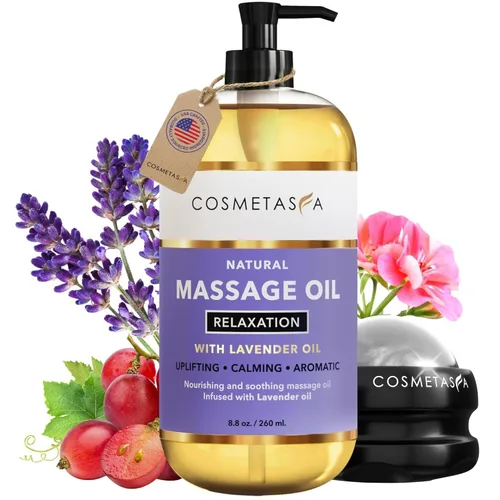 Miniatura 13 de Aceite de masaje nutritivo natural con rodillo de bola de masaje – Aceites terapéuticos de masaje de cítricos y coco con aceites esenciales