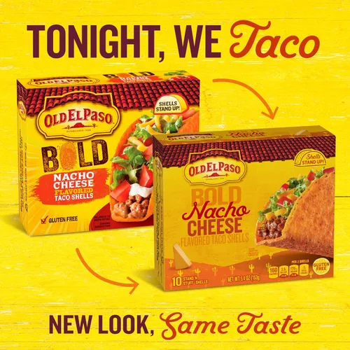 Miniatura 2 de Old El Paso Stand 'N Stuff Bold Nacho Cheese - Conchas de taco con sabor a queso de nacho, 10 unidades (paquete de 6)