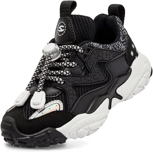 HOBIBEAR Tenis deportivos para correr para niños y niñas, con velcro, ligeros y transpirables (niños pequeñosniños grandes)